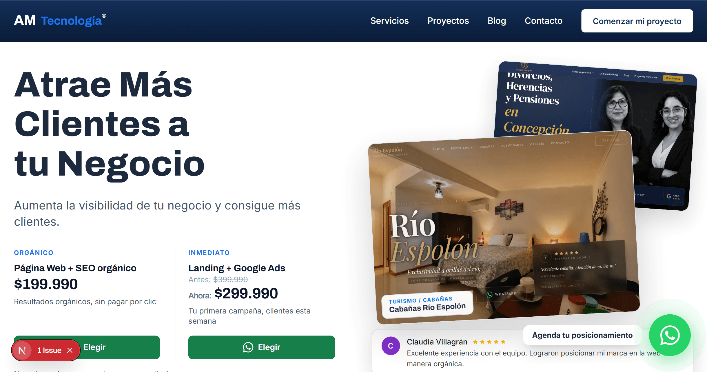 Landing page de AM Tecnología
