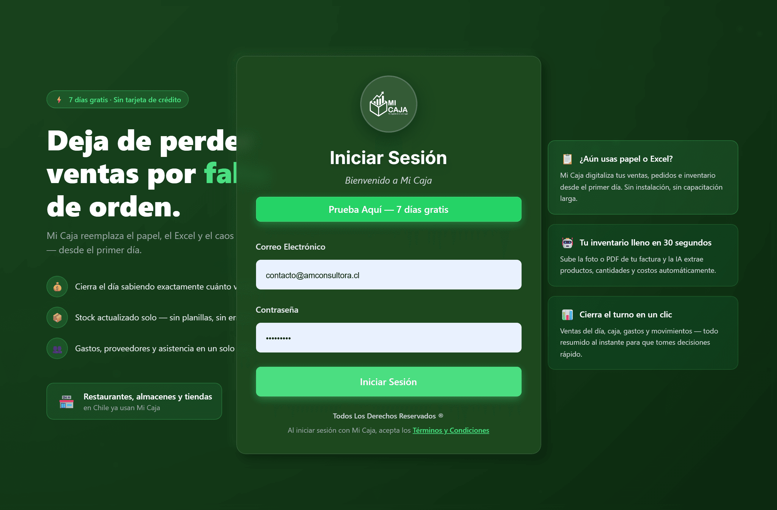 Sitio web Mi Caja Empresa — posicionamiento en Google Chile